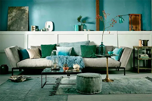 寐莎窗帘布艺神秘蓝绿色